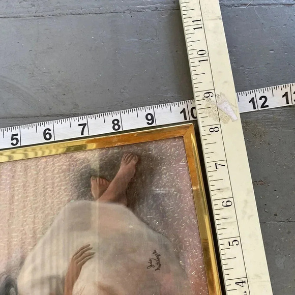 Rare VTG Judy Mastrangelo Foil Art Print Maiden & Moon Framed 8x10" Native Girl - Picture 2 of 10